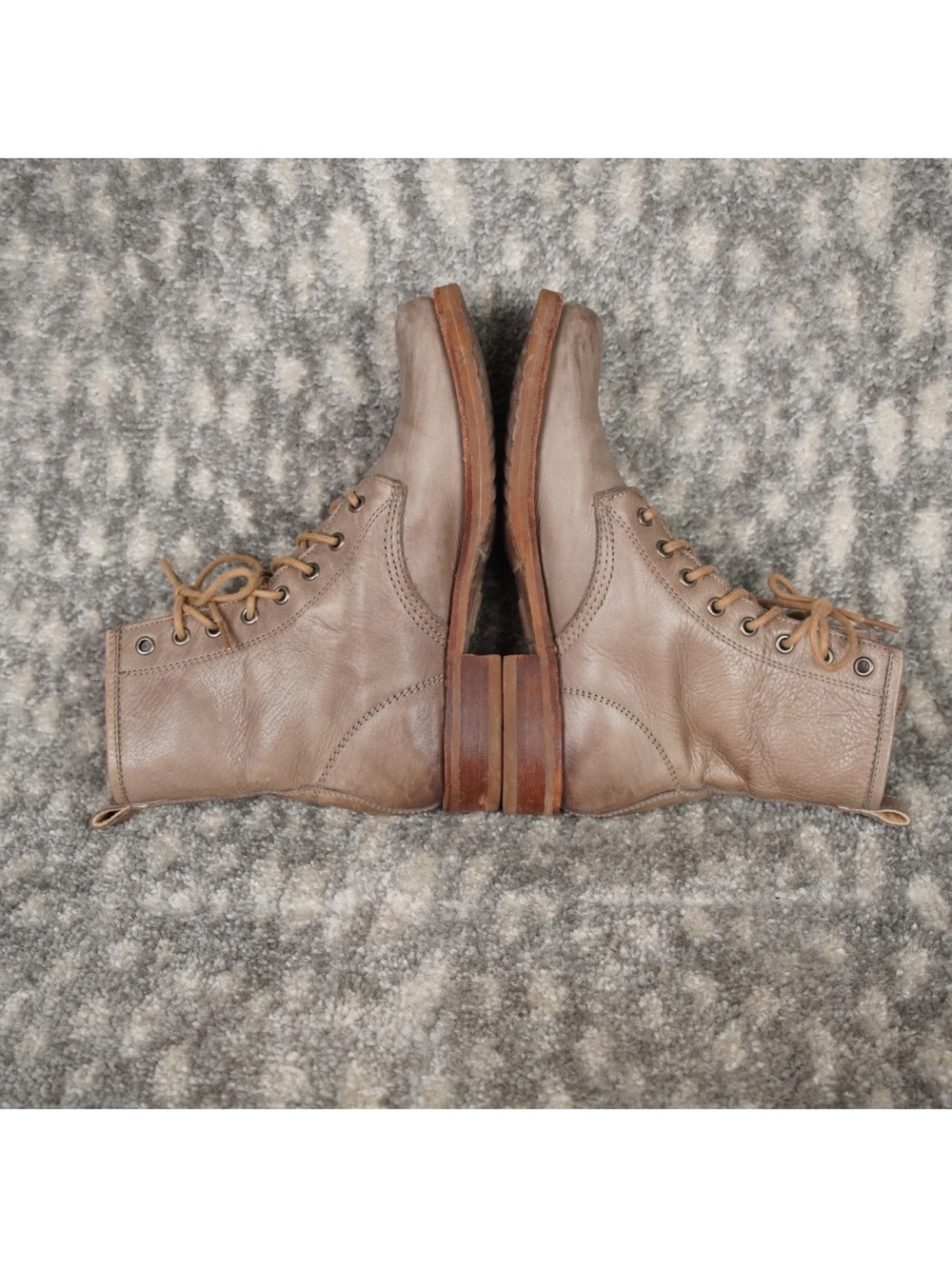 Frye Veronica Flex Combat Boots Womens Size 7.5 B Gray Beige Leather Mexico Made - Picture 12 of 15
